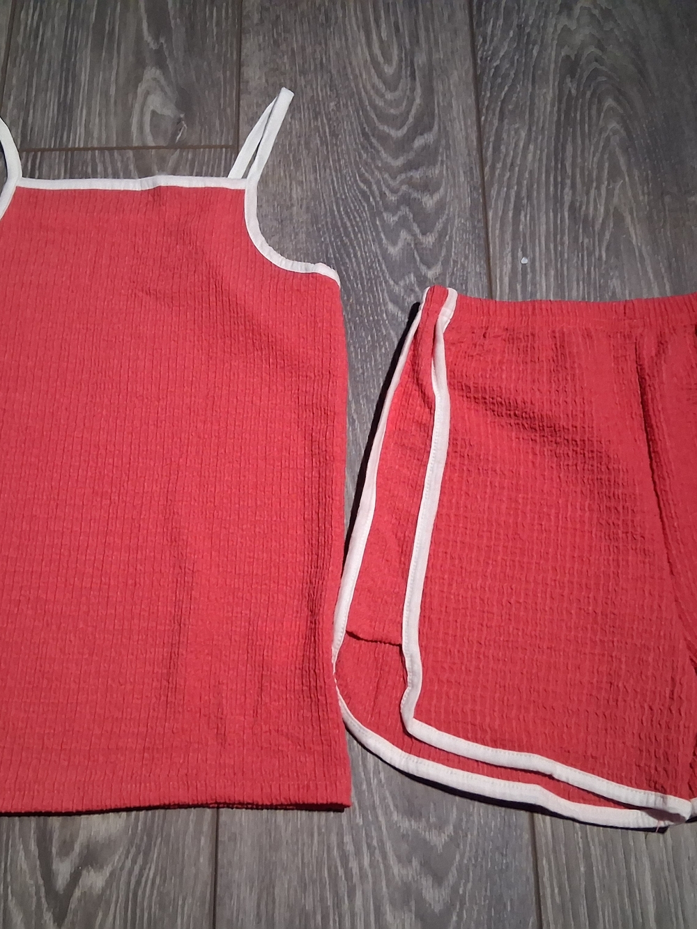 Hot Pink Two-Piece Tank & Shorts Set with White Trim